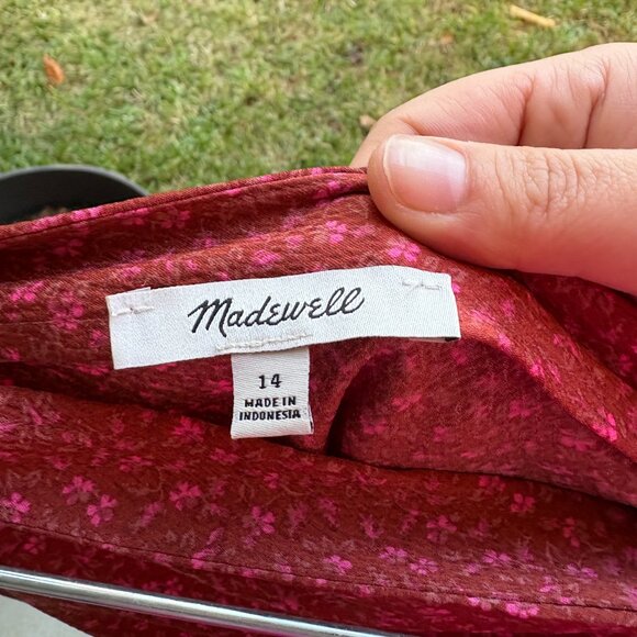 Madewell pink and red floral satin mini skirt size 14 - Picture 3 of 3